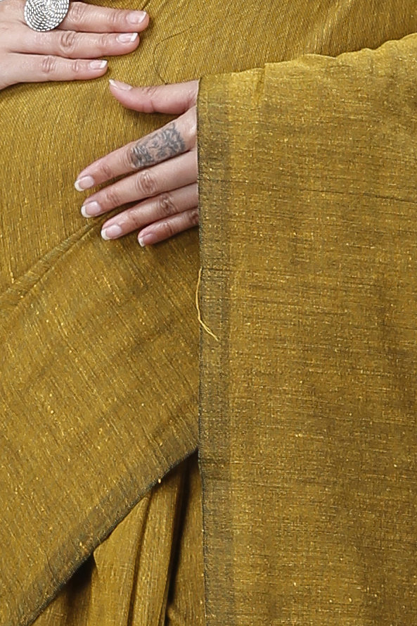 Brown Pure Cotton ThanKhadi Hand Loom Saree (5236)